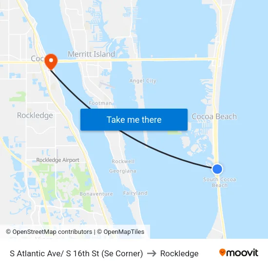 S Atlantic Ave/ S 16th St (Se Corner) to Rockledge map