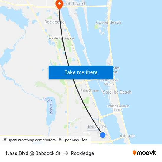 Nasa Blvd @ Babcock St to Rockledge map