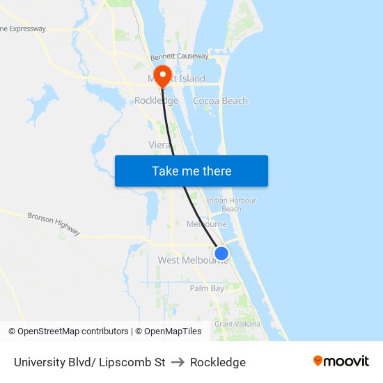 University Blvd/ Lipscomb St to Rockledge map