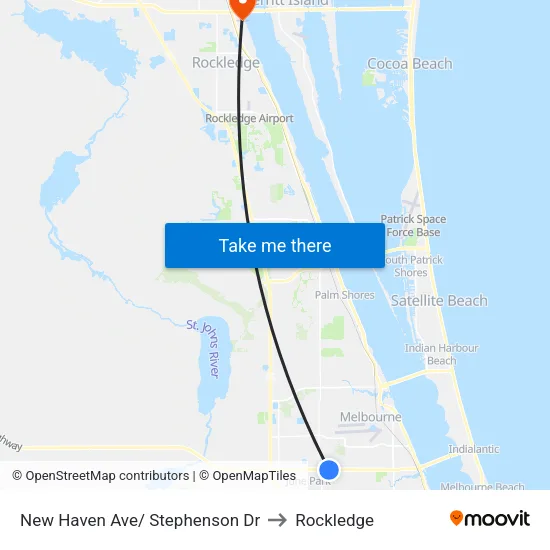 New Haven Ave/ Stephenson Dr to Rockledge map