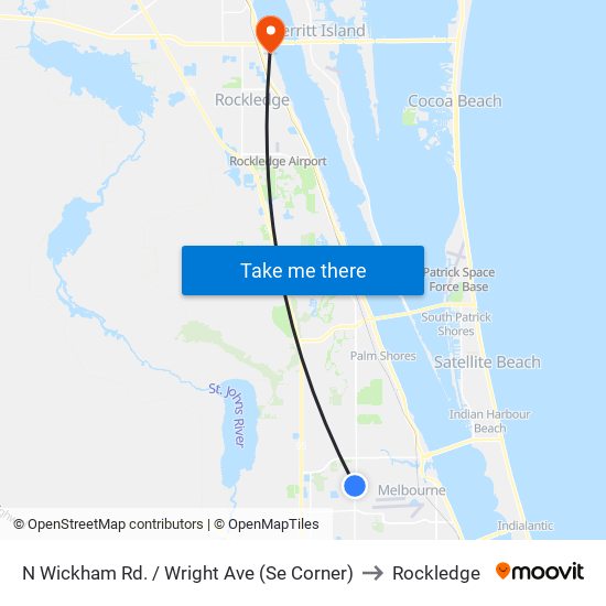 N Wickham Rd. / Wright Ave (Se Corner) to Rockledge map