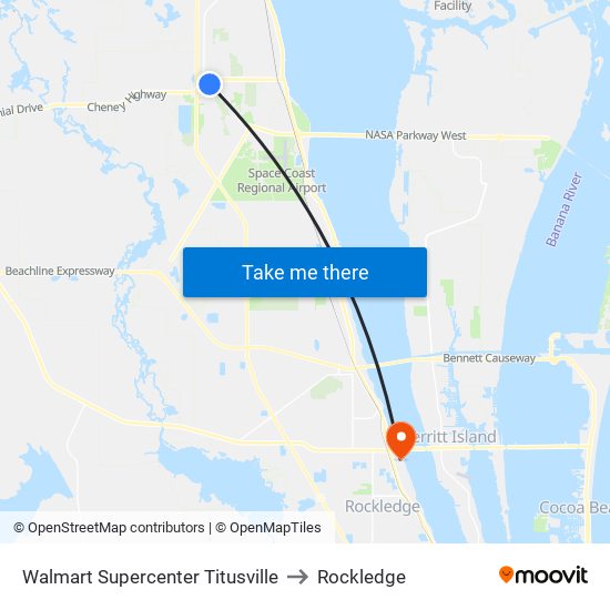 Walmart Supercenter Titusville to Rockledge map