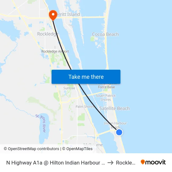 N Highway A1a @ Hilton Indian Harbour Beach to Rockledge map