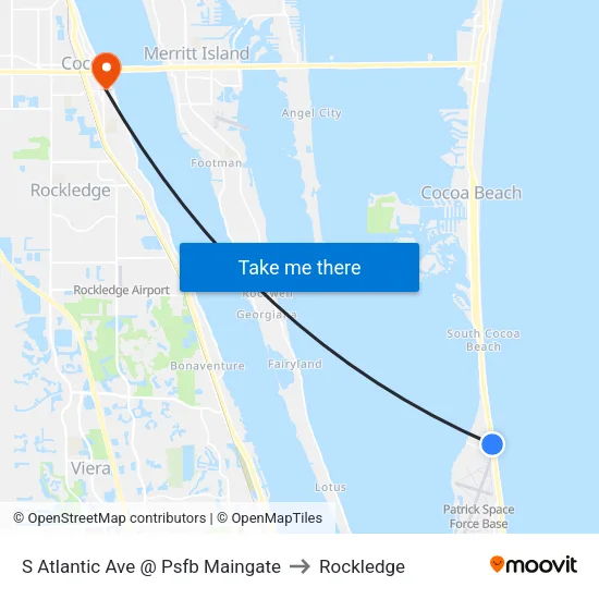 S Atlantic Ave @ Psfb Maingate to Rockledge map