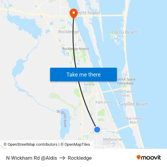 N Wickham Rd @Aldis to Rockledge map