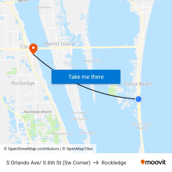 S Orlando Ave/ S 6th St (Sw Corner) to Rockledge map