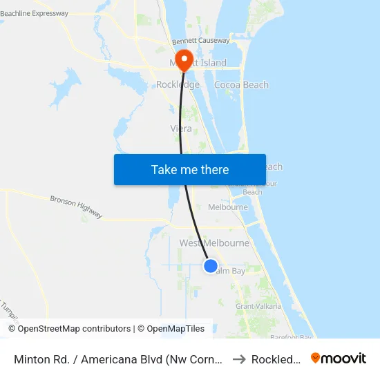 Minton Rd. / Americana Blvd (Nw Corner) to Rockledge map