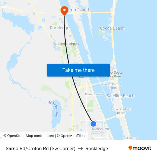 Sarno Rd/Croton Rd (Sw Corner) to Rockledge map