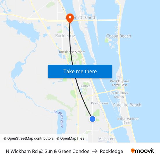 N Wickham Rd @ Sun & Green Condos to Rockledge map