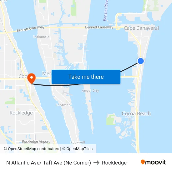 N Atlantic Ave/ Taft Ave (Ne Corner) to Rockledge map