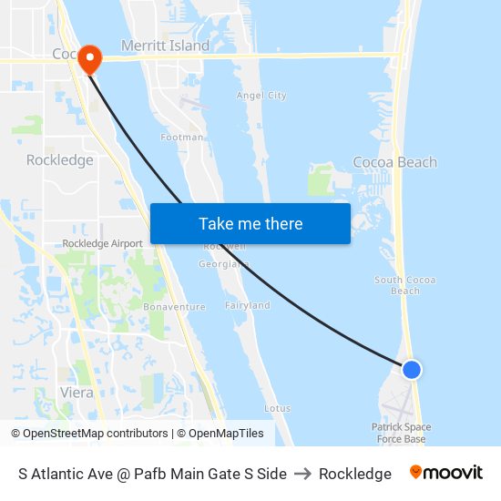 S Atlantic Ave @ Pafb Main Gate S Side to Rockledge map