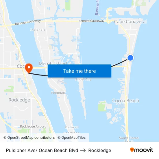 Pulsipher Ave/ Ocean Beach Blvd to Rockledge map