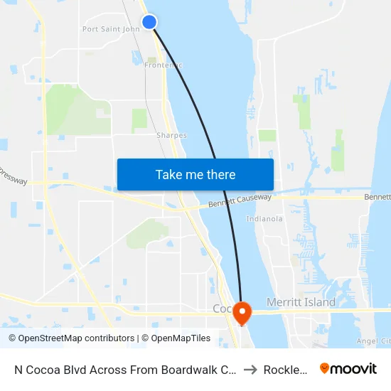N Cocoa Blvd Across From Boardwalk Condos to Rockledge map