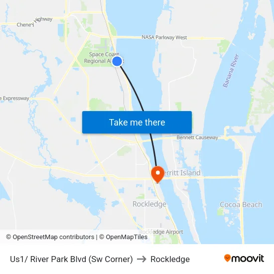 Us1/ River Park Blvd (Sw Corner) to Rockledge map