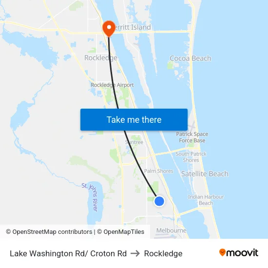 Lake Washington Rd/ Croton Rd to Rockledge map