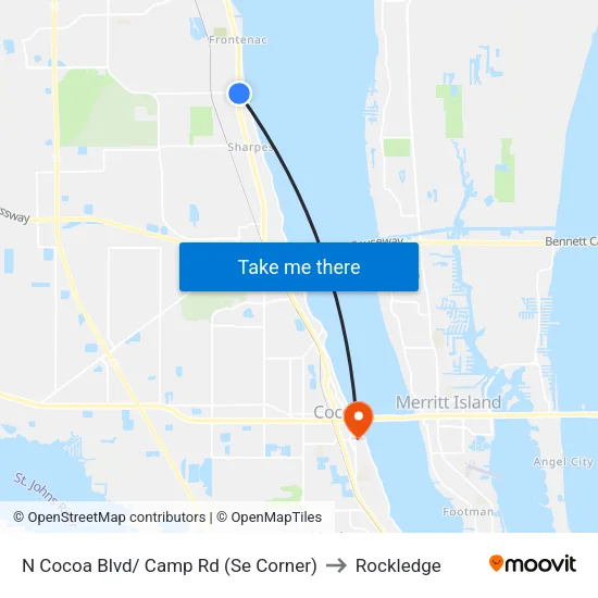 N Cocoa Blvd/ Camp Rd (Se Corner) to Rockledge map