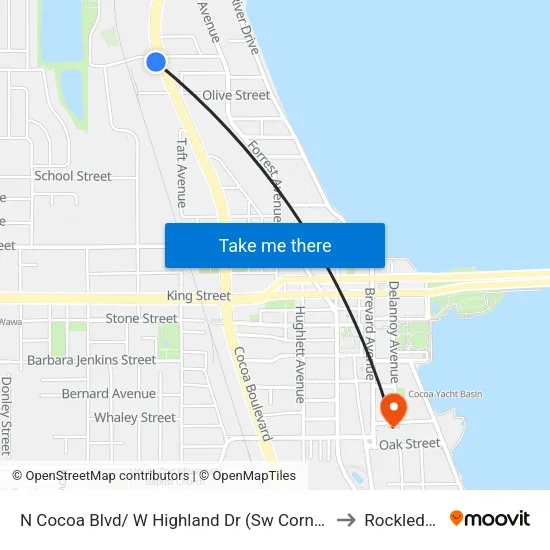 N Cocoa Blvd/ W Highland Dr (Sw Corner) to Rockledge map