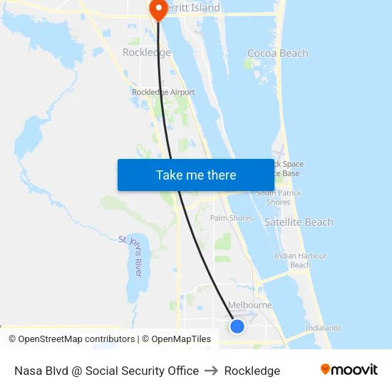 Nasa Blvd @ Social Security Office to Rockledge map