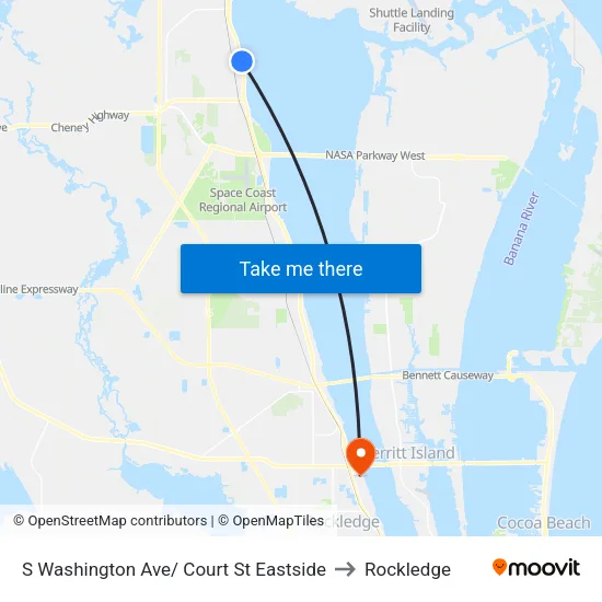 S Washington Ave/ Court St Eastside to Rockledge map