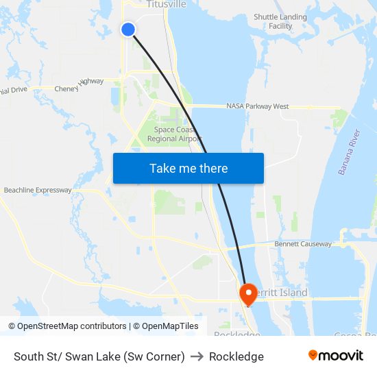 South St/ Swan Lake (Sw Corner) to Rockledge map