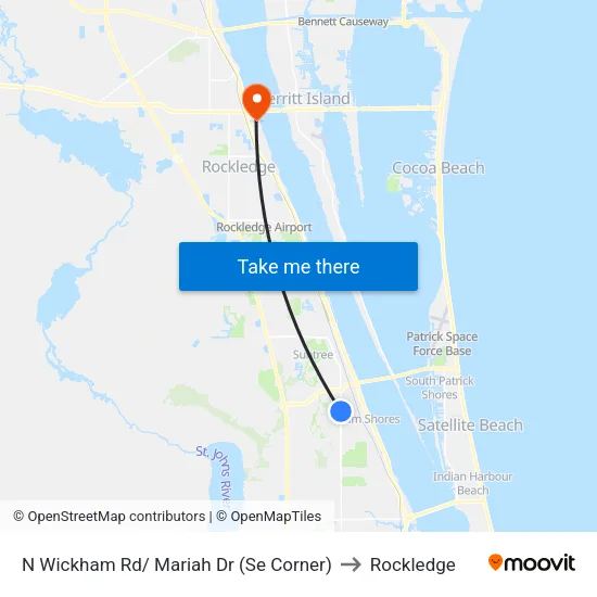 N Wickham Rd/ Mariah Dr (Se Corner) to Rockledge map