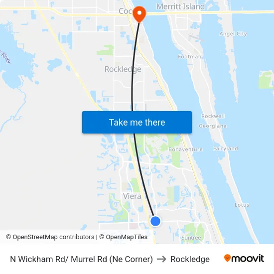 N Wickham Rd/ Murrel Rd (Ne Corner) to Rockledge map