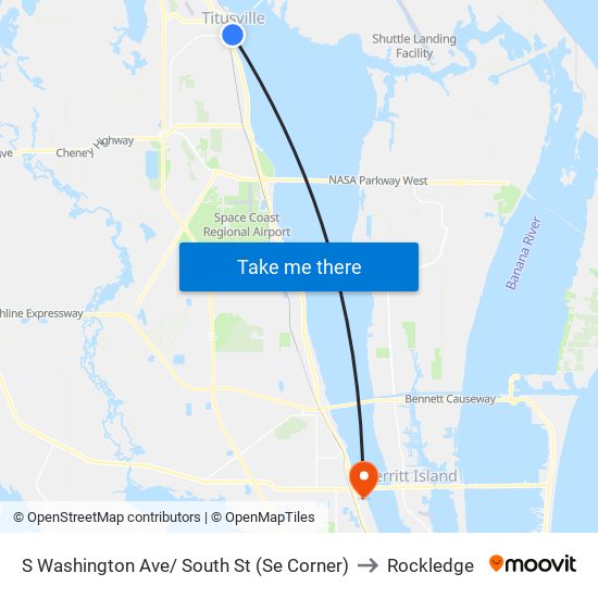 S Washington Ave/ South St (Se Corner) to Rockledge map