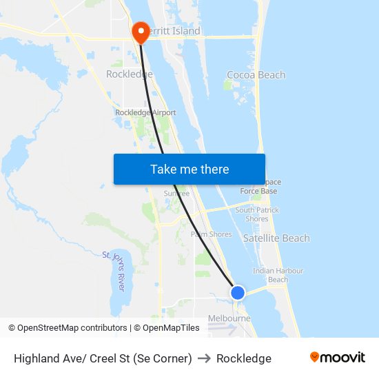 Highland Ave/ Creel St (Se Corner) to Rockledge map