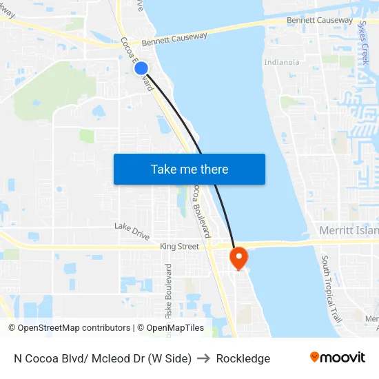 N Cocoa Blvd/ Mcleod Dr (W Side) to Rockledge map