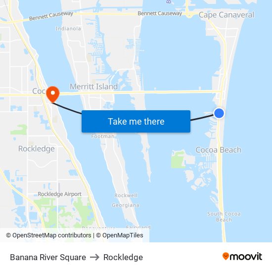 Banana River Square to Rockledge map