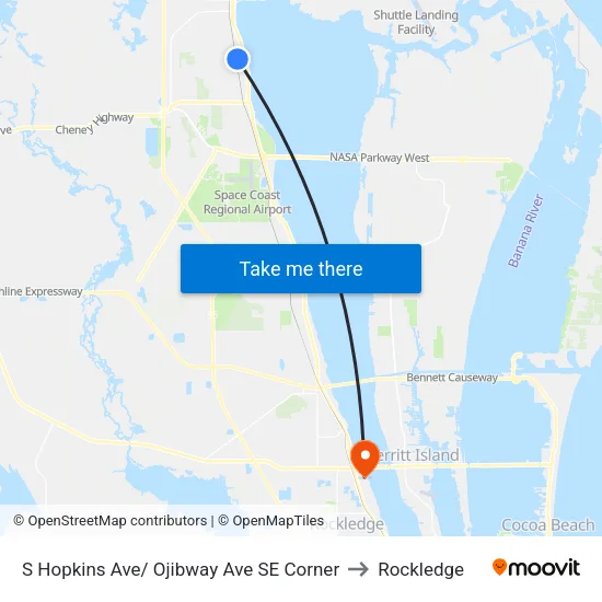 S Hopkins Ave/ Ojibway Ave SE Corner to Rockledge map