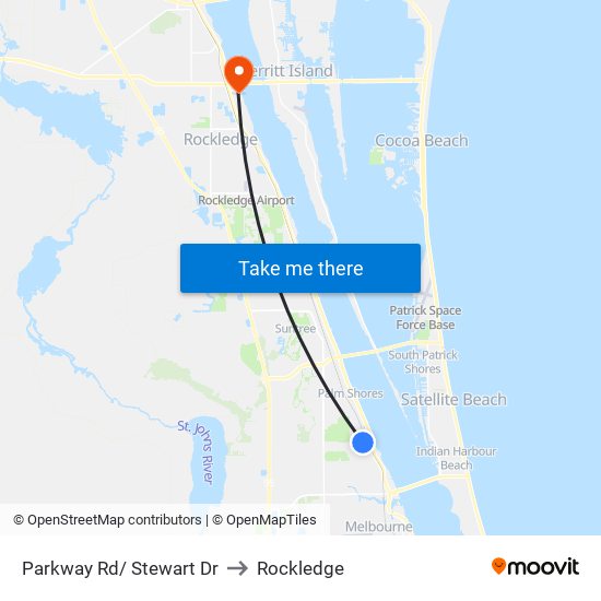 Parkway Rd/ Stewart Dr to Rockledge map