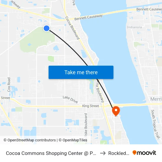 Cocoa Commons Shopping Center @ Publix to Rockledge map