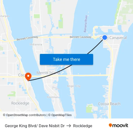 George King Blvd/ Dave Nisbit Dr to Rockledge map