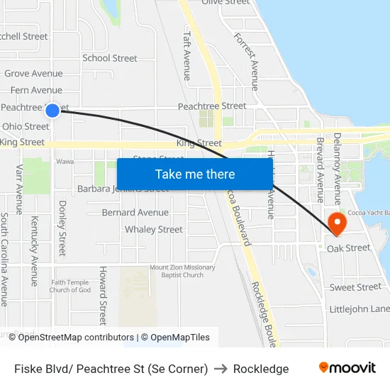 Fiske Blvd/ Peachtree St (Se Corner) to Rockledge map