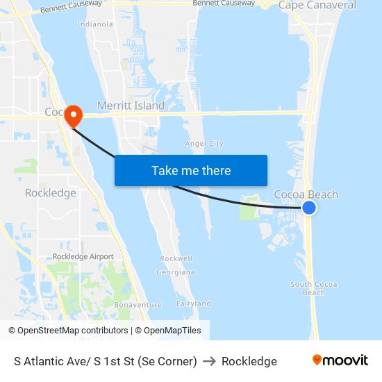 S Atlantic Ave/ S 1st St (Se Corner) to Rockledge map