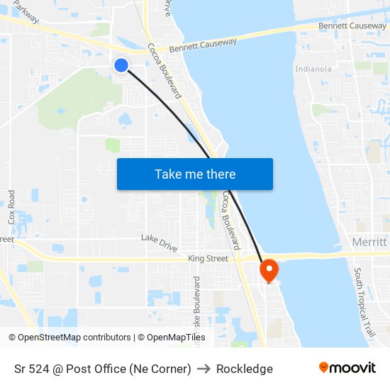 Sr 524 @ Post Office (Ne Corner) to Rockledge map