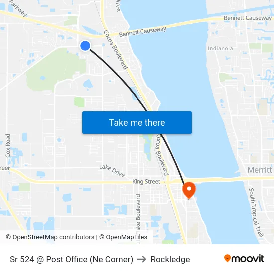 Sr 524 @ Post Office (Ne Corner) to Rockledge map