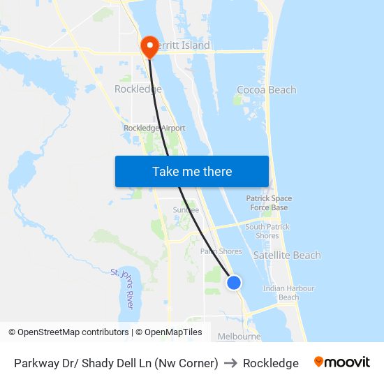 Parkway Dr/ Shady Dell Ln (Nw Corner) to Rockledge map