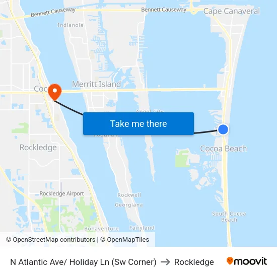 N Atlantic Ave/ Holiday Ln (Sw Corner) to Rockledge map
