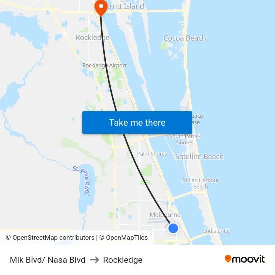 Mlk Blvd/ Nasa Blvd to Rockledge map
