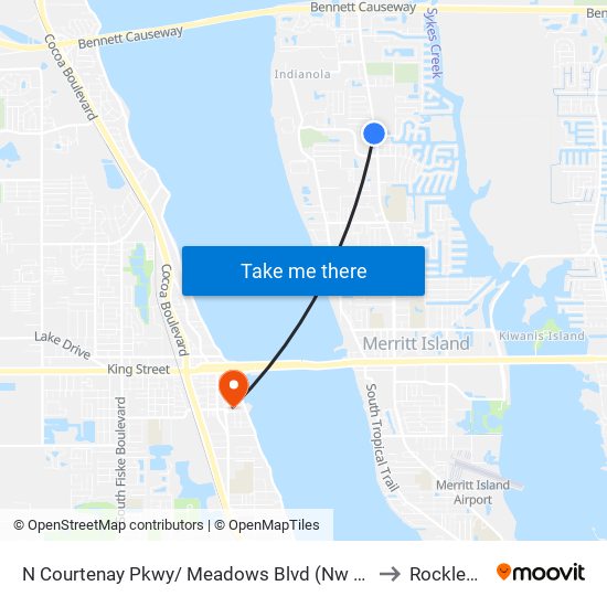 N Courtenay Pkwy/ Meadows Blvd (Nw Corner) to Rockledge map