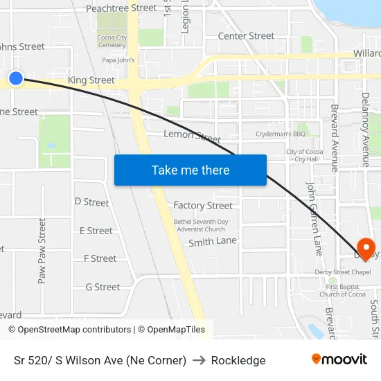 Sr 520/ S Wilson Ave (Ne Corner) to Rockledge map