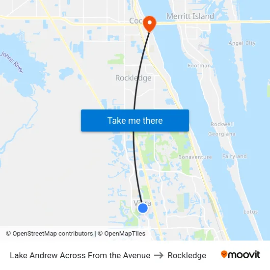 Lake Andrew Across From the Avenue to Rockledge map