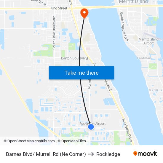 Barnes Blvd/ Murrell Rd (Ne Corner) to Rockledge map