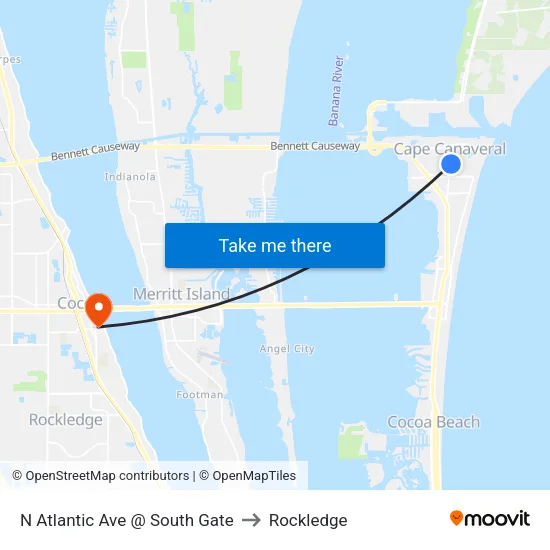 N Atlantic Ave @ South Gate to Rockledge map