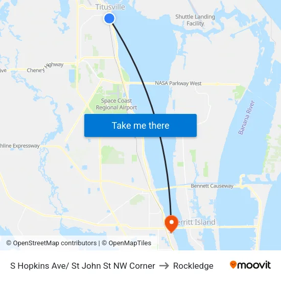 S Hopkins Ave/ St John St NW Corner to Rockledge map