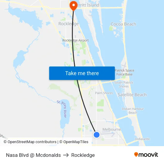 Nasa Blvd @ Mcdonalds to Rockledge map