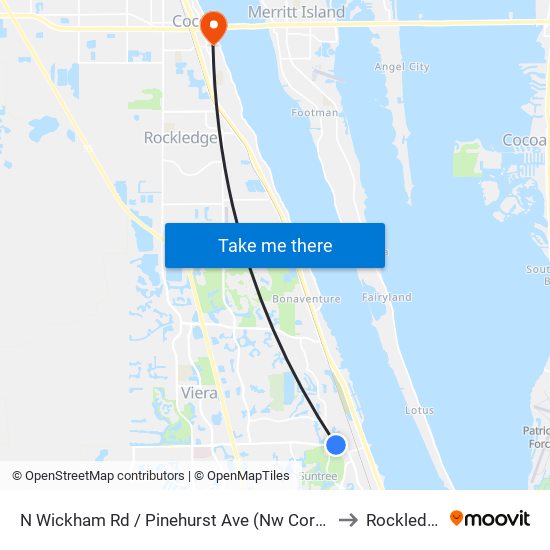 N Wickham Rd / Pinehurst Ave (Nw Corner) to Rockledge map