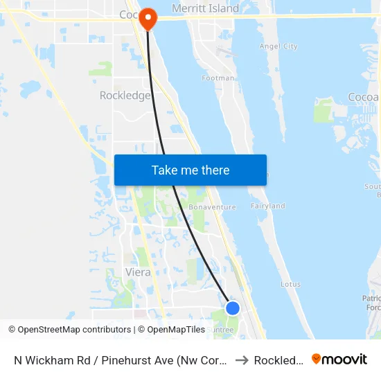 N Wickham Rd / Pinehurst Ave (Nw Corner) to Rockledge map
